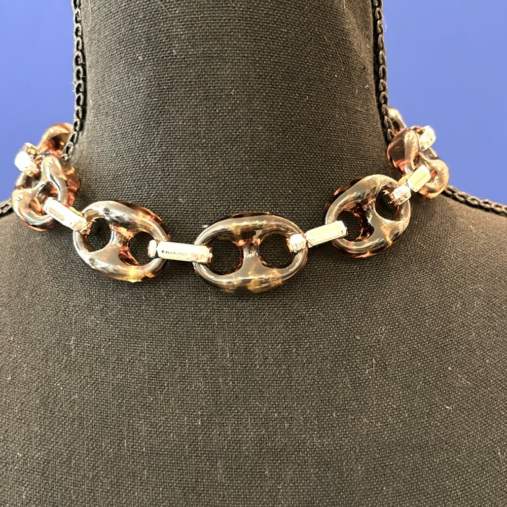 Brand New “Tortoise Shell” Necklace with Equestrian Style Clasp  17” L